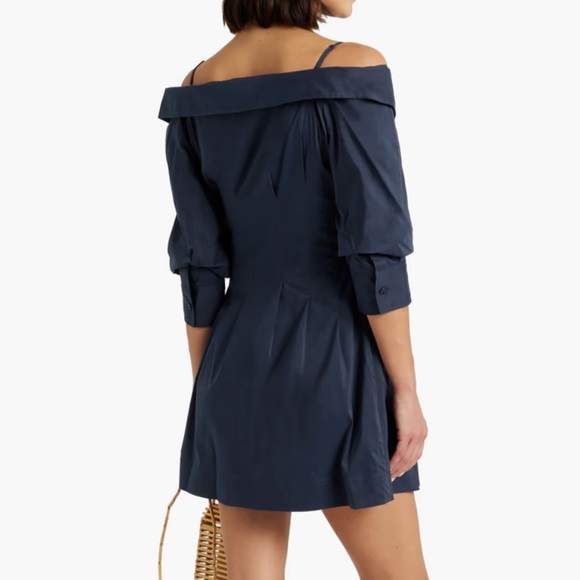 SIMKHAI Coda cold-shoulder pleated cotton-blend poplin dress size small - Picture 7 of 7